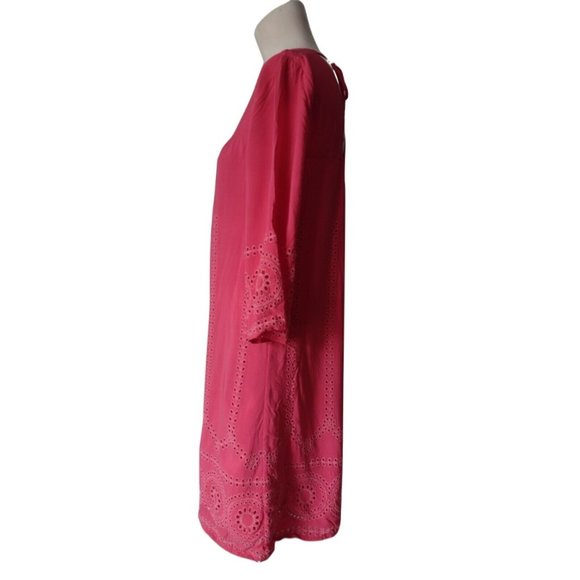 Crown Ivy Eyelet Lace Lined Sheath Dress Sz 6 Low Back Neck Tie Pink Barbiecore - Picture 3 of 9